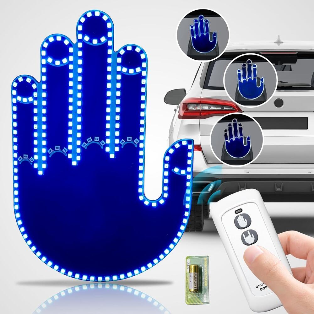 LED Glow Hand Car Window Light Remote Funny Road Rage Sign Truck Auto FAST SHIP